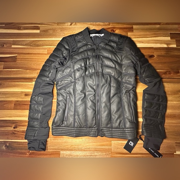 NWT! blanc noir Black Quilted Leather Jacket - Picture 5 of 15